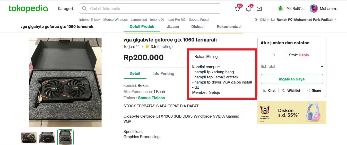 Laman tokopedia : gtx 1060 3 gb termurah - RepairLOG